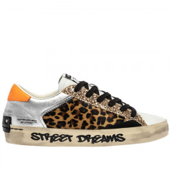 CRIME LONDON DISTRESSED SNEAKER DE PIEL PONY ANIMALPRINT CASUAL PARA MUJER 25004AA8.68 LEOPARD GLITZ CRIL005