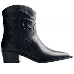 GIOSEPPO QUAMBA BOTINES COWBOY PIEL TACÓN PARA MUJER 76097 NEGRO GIO423