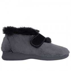LUDIHER ZAPATILLAS DE CASA ABOTINADAS CON VELCRO SUAPEL MUJER 470 GRIS LUDI009