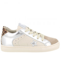 PRIMIGI DEPORTIVA CASUAL PIEL CON CREMALLERA ESTRELLA NIÑA 8922244 OFF WHITE SILVER PRIM034