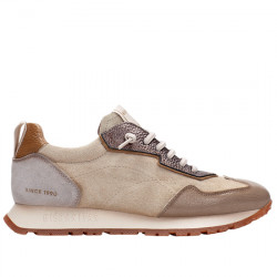 HISPANITAS KANSAS SNEAKER CASUAL PIEL Y SERRAJE MUJER CHI254312 TOPO / CREAM HIS088