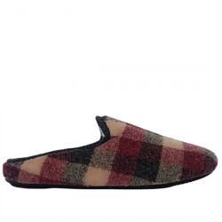 NORTEÑAS ZAPATILLAS DE CASA CHINELAS LANA VIRGEN CUADROS HOMBRE 43-147 BURDEOS NORT039
