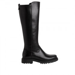 TAMARIS BOTA ALTA CON PIEL Y ELÁSTICO PARA MUJER 1-25605-43- 001 BLACK TAMA005