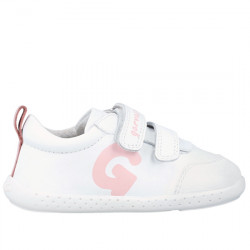 GARVALÍN DEPORTIVO PIEL VELCROS BEBÉ RESPETUOSO-BAREFOOT 242320-B113 BLANCO / ROSA GARV036