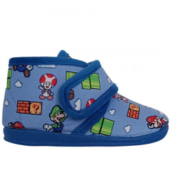 VULCA-BICHA ZAPATILLAS DE CASA CERRADAS VELCRO "SUPER MARIO" NIÑOS 053 AZULON VUL132