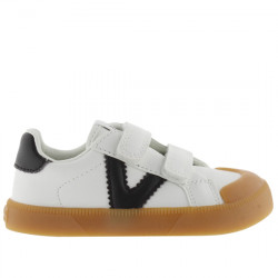 VICTORIA OLIVER DEPORTIVO EFECTO PIEL CONTRASTE VELCRO NIÑOS RESPETUOSO-BAREFOOT 1356102 BLANCO VIC348
