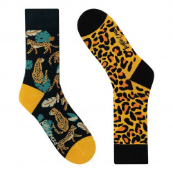 KYLIE CRAZY CALCETINES LEOPARDO LARGO "MEDIA CAÑA" SIN COSTURAS KM250520 AMARILLO / NEGRO KYLI146
