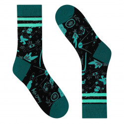 KYLIE CRAZY CALCETINES SPACE DOODLE LARGO "MEDIA CAÑA" SIN COSTURAS KM250510 NEGRO / VERDE KYLI150