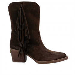 NEMONIC BOTÍN CAMPERO SERRAJE FLECOS MUJER WESTERN 2482 MARRÓN NEM069