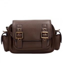 HISPANITAS BOLSO BANDOLERA EFECTO PIEL CON HEBILLAS MUJER BI254143 AVELLANA HIS093