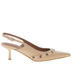 GUESS YANAI SLINGBACK PIEL DETALLES TACHAS TACÓN MUJER FLPYANLEA05 NUDE GUE160