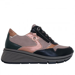 LEYLAND SUAVE DEPORTIVO CASUAL PIEL Y SERRAJE CON CUÑA PLANTILLA EXTRAÍBLE PARA MUJER 3856 GLADIOLO/MINK/OLEO LEY036