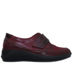 LEYLAND SUAVE ZAPATO VELCRO PIEL PARA MUJER 3416 CARDINAL/PAPRICA/BURDEOS LEY034