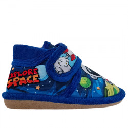 BEREVËRE ZAPATILLAS DE CASA CERRADA VELCRO TEJIDO NIÑOS "SPACE" IN5996 MARINO BERE056