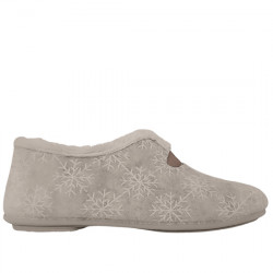 KOKI'S ZAPATILLAS DE CASA PANTUFLA ABOTINADA FIELTRO COPOS BORDADOS MUJER 5-1508 CRUDO KOKI002