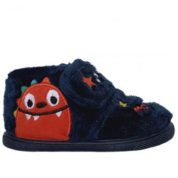 VUL-LADI ZAPATILLAS DE CASA CERRADA VELCRO PELUCHE MONSTRUO NIÑOS 7190-123 MARINO VLAD020