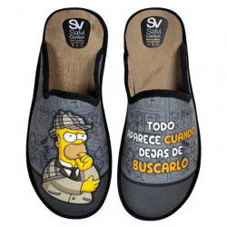 SALVI ZAPATILLA DE CASA CHINELA SUAPEL "HOMER SIMPSON SHERLOCK" HOMBRE 09T-455 NEGRO SAVI031