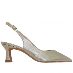 ANGARI BY ALBO SLINGBACK PIEL METALIZADA TACÓN TAIPEI 48100-08 CHAMPAN ANGA042