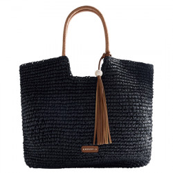 GIOSEPPO SORSOGON BOLSO CAPAZO EFECTO RAFIA FLECOS 78148 NEGRO GIO449