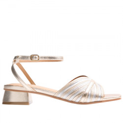 GIOSEPPO BIGELOW SANDALIAS DE PIEL RAYAS METALIZADA TACÓN BAJO PARA MUJER 78240 PLATINUM GIO454