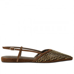 LODI ZAPATO SLINGBACK ANTE PICADO CON STRASS MUJER A-HERCULES CHOCOLATE LODI005