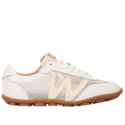 WONDERS NYSA 01 SNEAKER CASUAL PIEL Y MALLA PARA MUJER AP-2101 OFF WHITE/VANILA WON068
