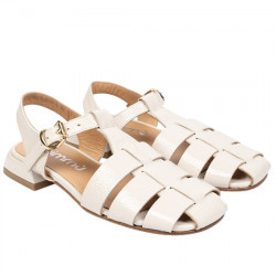 MIMMÚ BEATRICE SANDALIAS CANGREJERAS PLANAS CHAROL PARA MUJER M023M2 MILK MMM002
