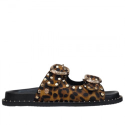 CARMELA SANDALIA PLANA BIO HEBILLAS PIEL PONY ANIMALPRINT MUJER 163056 LEOPARDO CARM088