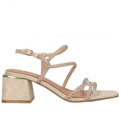 EXE SANDALIA EFECTO PIEL TIRAS STRASS TACÓN MUJER CARMEN-777  PINK GOLD / GOLD/ SILVER EXE165