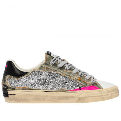 CRIME LONDON DISTRESSED SNEAKER DE PIEL, LONA MIMETA Y GLITTER CASUAL PARA MUJER 29073PP8.68 CAMO STARDUST CRIL009