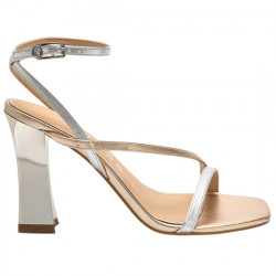 GUESS RADORY SANDALIA EFECTO PIEL METALIZADA TIRAS TACÓN MUJER FLJRRYLEL03 SILVER / GOLD GUE164