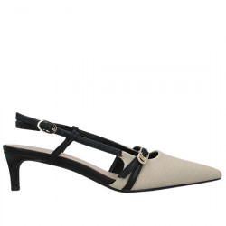 LOLA CASADEMUNT ZAPATO SLINGBACK TEJIDO TACÓN PARA MUJER LS2605049_20N CRUDO / NEGRO LOCA007