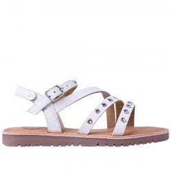 GIOSEPPO AWASI SANDALIAS DE PIEL TACHAS Y OLLADOS PARA NIÑA 78907 BLANCO GIO456
