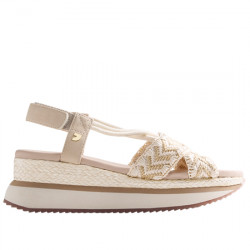 GIOSEPPO UGUNJA SANDALIAS BORDADO CUÑA PARA MUJER 78618 OFF-WHITE GIO458