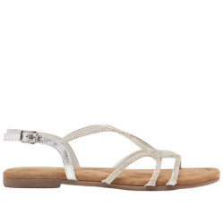 GIOSEPPO GILMANTON SANDALIAS PLANAS PIEL TIRAS STRASS PARA MUJER 75468 SILVER GIO460