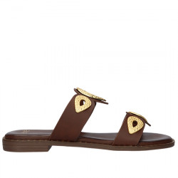 EXE SANDALIAS PLANAS EFECTO PIEL DECO ORO PARA MUJER 6165720 BROWN EXE170
