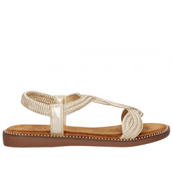EXE SANDALIAS PLANAS TIRA ELÁSTICA BORDADO PARA MUJER ZF1982-F6 GOLD EXE172