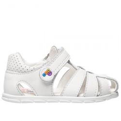 PABLOSKY SANDALIAS PIEL TIPO CANGREJERA VELCRO NIÑOS RESPETUOSO-BAREFOOT 067800 BLANCO PAB164