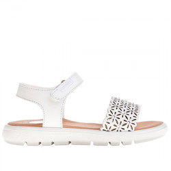 PABLOSKY SANDALIA PIEL VELCRO TIRA PICADO PARA NIÑA 442400 BLANCO PAB168
