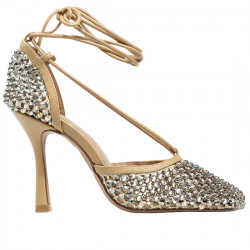 EXE ZAPATO ATAR MALLA STRASS DE TACÓN LORENA-305 LT GOLD BEIGE EXE174