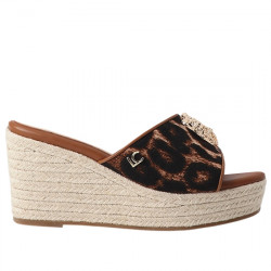 LOLA CASADEMUNT SANDALIAS PINKY TEJIDO ANIMALPRINT CUÑA ESPARTO PARA MUJER LS2605059_255 MARRON LOCA010