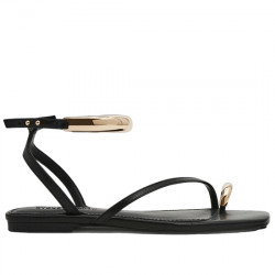 STEVE MADDEN ODYSSEY SANDALIA PLANA PIEL DETALLES ORO SM111003929-600004412-017 BLACK STMA104