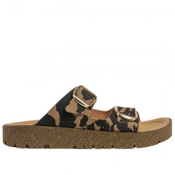 IBIZA'S AUREA SANDALIAS PLANAS BIO HEBILLAS SERRAJE ANIMALPRINT PARA MUJER 20 VACA IBIZ003