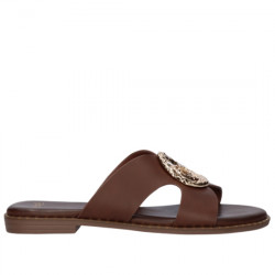 EXE SANDALIAS PLANAS EFECTO PIEL DECO ORO PARA MUJER 6165668 BROWN EXE175